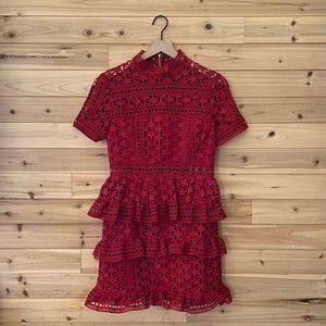 NWT Self Portrait Size 6 High Neck Star Mini Dress